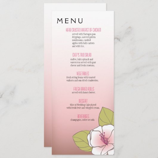 Blooming Cherry Blossom Dinner Menu roze (Voorkant / Achterkant)