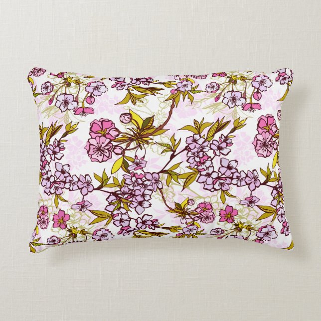 Blooming Cherry Blossom Pattern Accent Kussen (Voorkant)