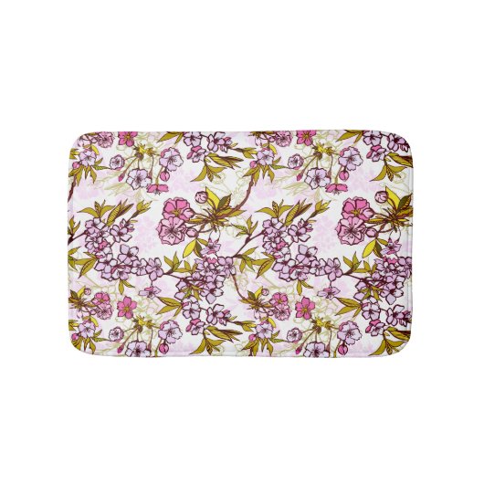 Blooming Cherry Blossom Pattern Badmat (Voorkant)