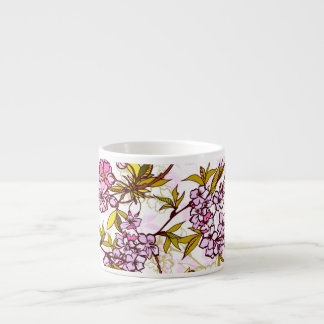 Blooming Cherry Blossom Pattern Espresso Kop