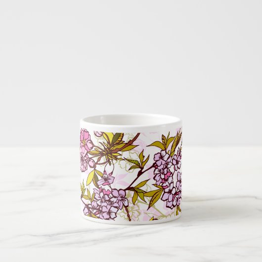 Blooming Cherry Blossom Pattern Espresso Kop (Voorkant)