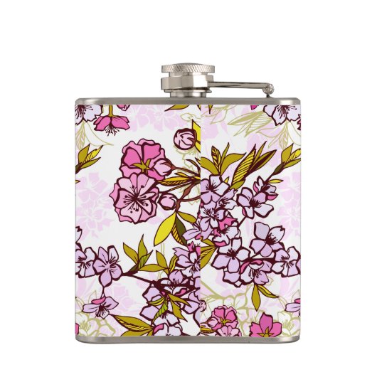 Blooming Cherry Blossom Pattern Heupfles (Achterkant)