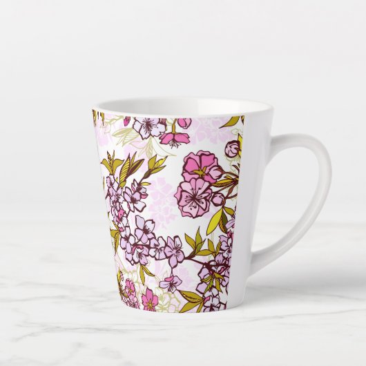 Blooming Cherry Blossom Pattern Latte Mok (Rechts)