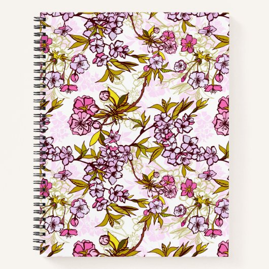 Blooming Cherry Blossom Pattern Notitieboek (Voorkant)