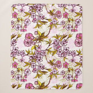 Blooming Cherry Blossom Pattern Sherpa Deken