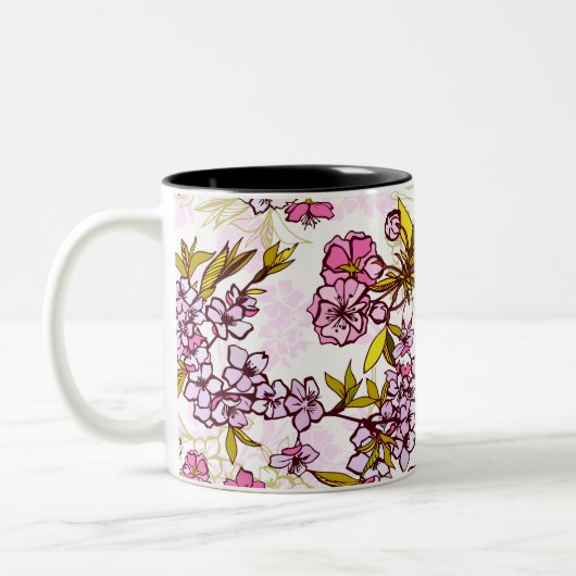 Blooming Cherry Blossom Pattern Tweekleurige Koffiemok (Links)