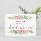 Blooming Chic Floral Bridesmaid proposal Kaart (Staand voorkant)