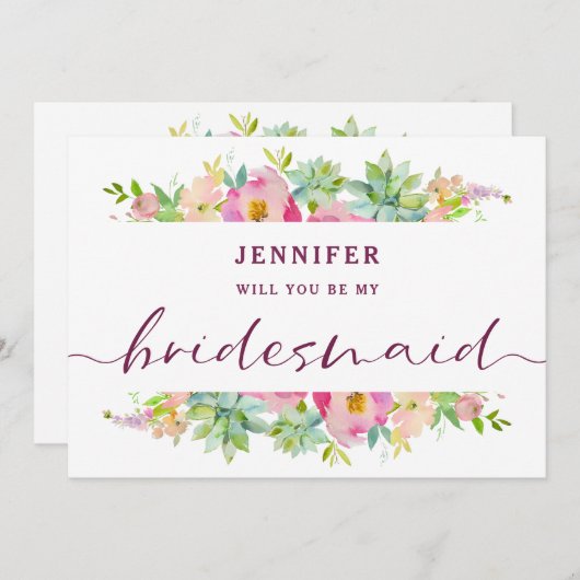 Blooming Chic Floral Bridesmaid proposal Kaart (Voorkant / Achterkant)