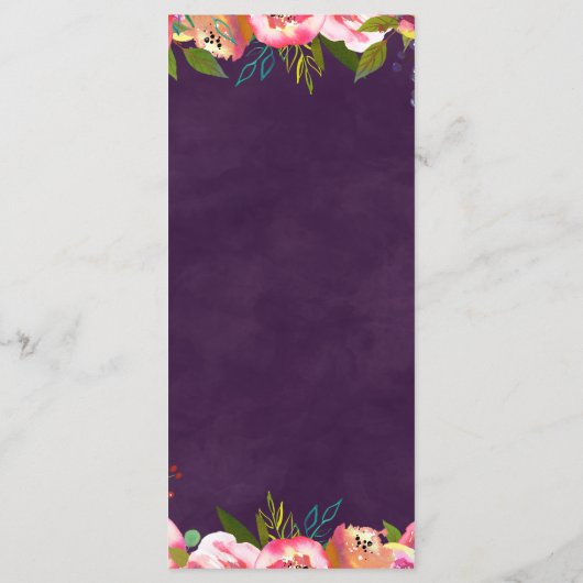 Blooming Chique Kleur Bewerkbaar Bruiloft Menu (Achterkant)