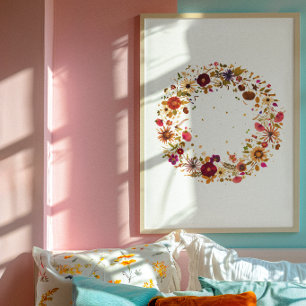 Blooming Circle Persbloemkunst van S. Frigui Poster