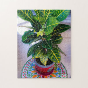 Blooming Croton op mozaïektafel Puzzle Legpuzzel