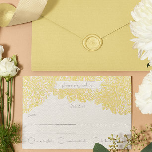 Blooming Dahlia Yellow Iris Wedding RSVP Kaartje