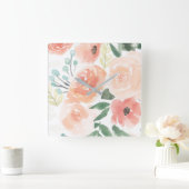 Blooming Delight | Pastel Vierkante Klok (Huis)