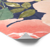 Blooming Delight | Perzik en blauwe Rozen en papav Poster (Hoek)