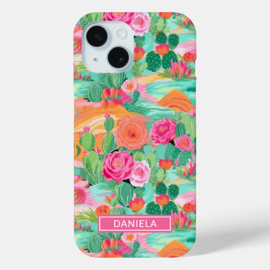 Blooming Desert Cacti Personalized Case-Mate iPhone Case (Achterkant)