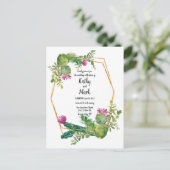 Blooming Desert Cactus Wedding Inviter Carte Posta (Debout devant)