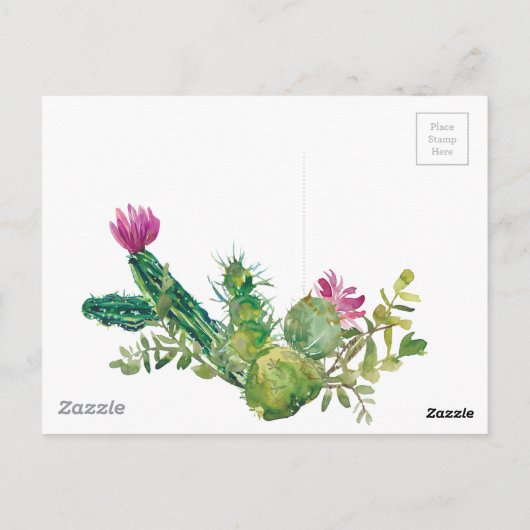 Blooming Desert Cactus Wedding Inviter Carte Posta (Dos)