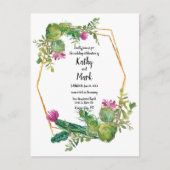 Blooming Desert Cactus Wedding Inviter Carte Posta (Devant)