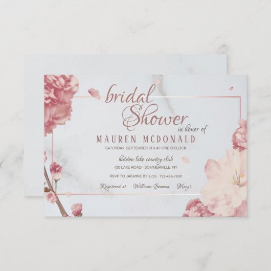 Blooming Elegance Uitnodiging (Voorkant / Achterkant)