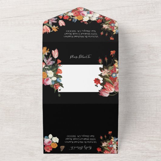 Blooming Garden Dark & Moody Wedding Kessel All In One Uitnodiging (Buitenkant)