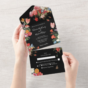 Blooming Garden Dark & Moody Wedding Kessel All In One Uitnodiging