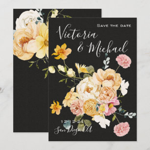 Blooming Garden Floral Dark & Moody Save the date Kaart