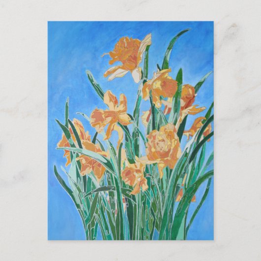 Blooming Golden Daffodils Bold Line Art Briefkaart (Voorkant)
