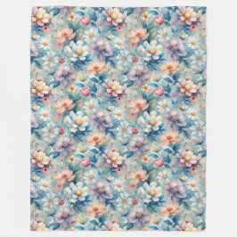 Blooming Harmony: Een symfonie van Waterverf bloem Fleece Deken