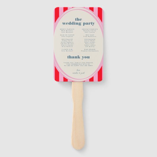 Blooming Joy Bold Bright Floral Wedding Program Handwaaier (Achterkant)