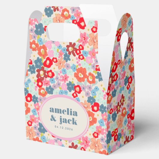 Blooming Joy Bright Bloemen Maximalistische bruilo Bedankdoosjes (Geopend)