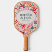Blooming Joy Bright Bloemen Maximalistische bruilo Pickleball Paddle (Achterkant)