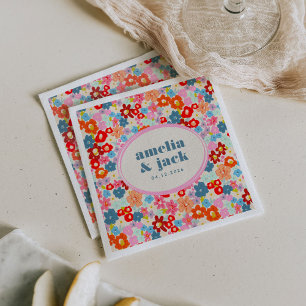 Blooming Joy Bright Bloemen Maximalistische bruilo Servet