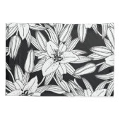 Blooming Lilies in Black and White Kussensloop (Achterkant-Links)