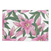 Blooming Lilies in Pastel Pink on White Kussensloop (Achterkant-Links)