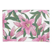 Blooming Lilies in Pastel Pink on White Kussensloop (Voorkant-Links)
