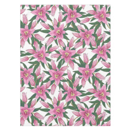 Blooming Lilies in Pastel Pink on White Tafelkleed