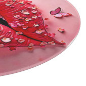 Blooming Lips: Floral Butterfly Kiss Snijplank (Hoek)
