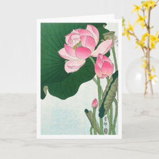 Blooming lotusbloemen - Ohara Koson - kunst Kaart