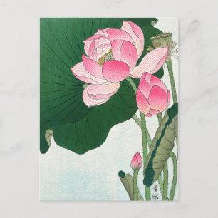 Blooming lotusbloemen - Ohara Koson - VintageArt Briefkaart