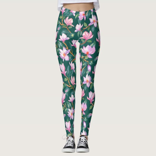 Blooming magnolia leggings (Voorkant)