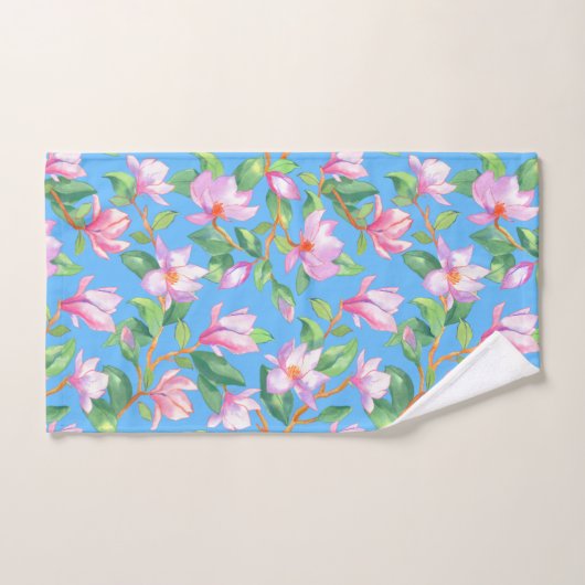 Blooming magnolia op sky blue bad handdoek (Handdoek)