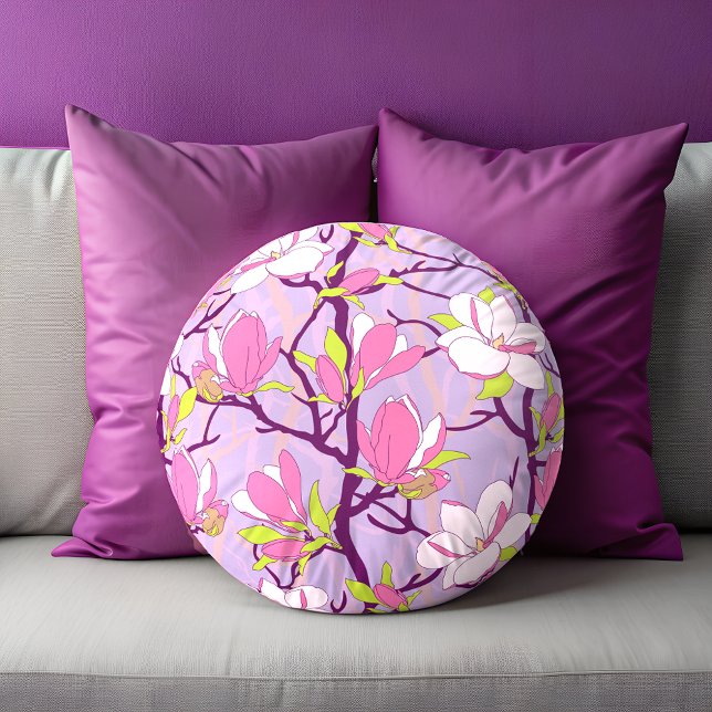 Blooming Magnolia Round Pillow Rond Kussen (Blooming Magnolia Round Pillow)