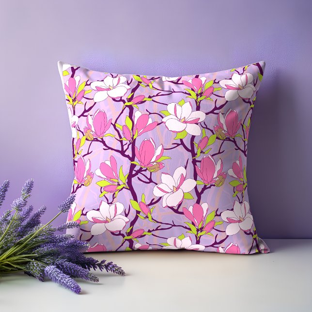 Blooming Magnolia Sierkussen (Blooming Magnolia Throw Pillow)
