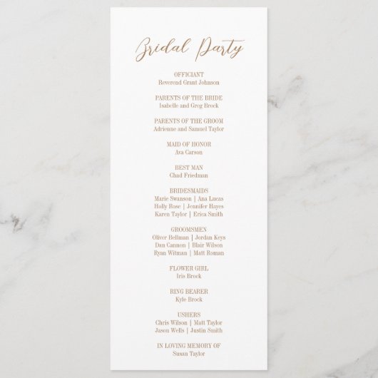 Blooming met liefde: minimalistisch script bruilof programma (Achterkant)