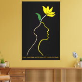 Blooming Mind – Minimalistisch ontwerp van de bloe Canvas Afdruk (Insitu (Woonkamer))