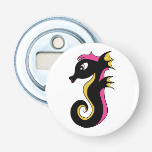 Blooming Neon Seahorse Button Flesopener