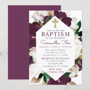 Blooming Orchids Floral Girl Baptism Invitation Kaart