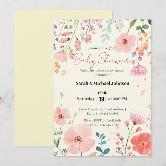 Blooming Path-Baby shower Kaart (Voorkant / Achterkant)
