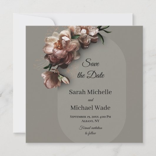 Blooming Peonies Save the Date Invite (Voorkant)