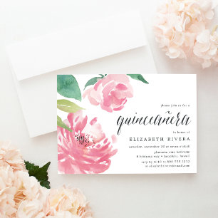 Blooming Peony   Uitnodiging uit Quinceanera